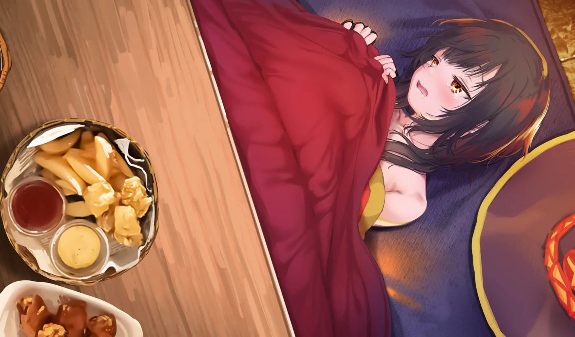 このいやらしい淫夢を魔女っ娘に！人が大勢いるのにコタツの中でめぐみんにこっそりえっちなことするヤツ 29ページ