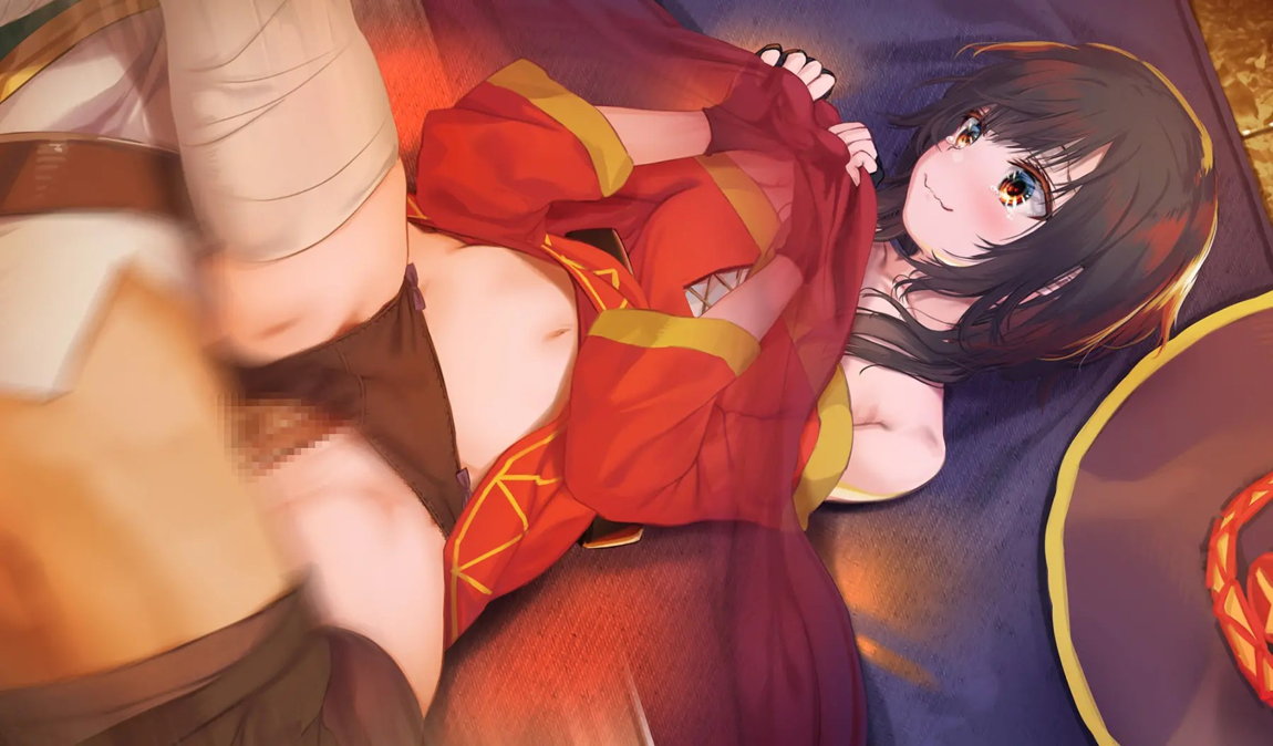 このいやらしい淫夢を魔女っ娘に！人が大勢いるのにコタツの中でめぐみんにこっそりえっちなことするヤツ 32ページ