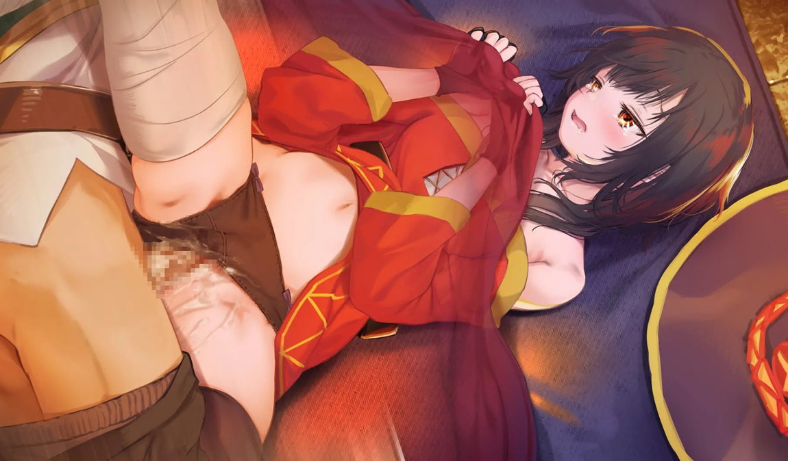 このいやらしい淫夢を魔女っ娘に！人が大勢いるのにコタツの中でめぐみんにこっそりえっちなことするヤツ 34ページ