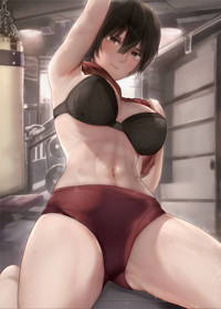 Mikasa after workout トレーニング後のミカサ