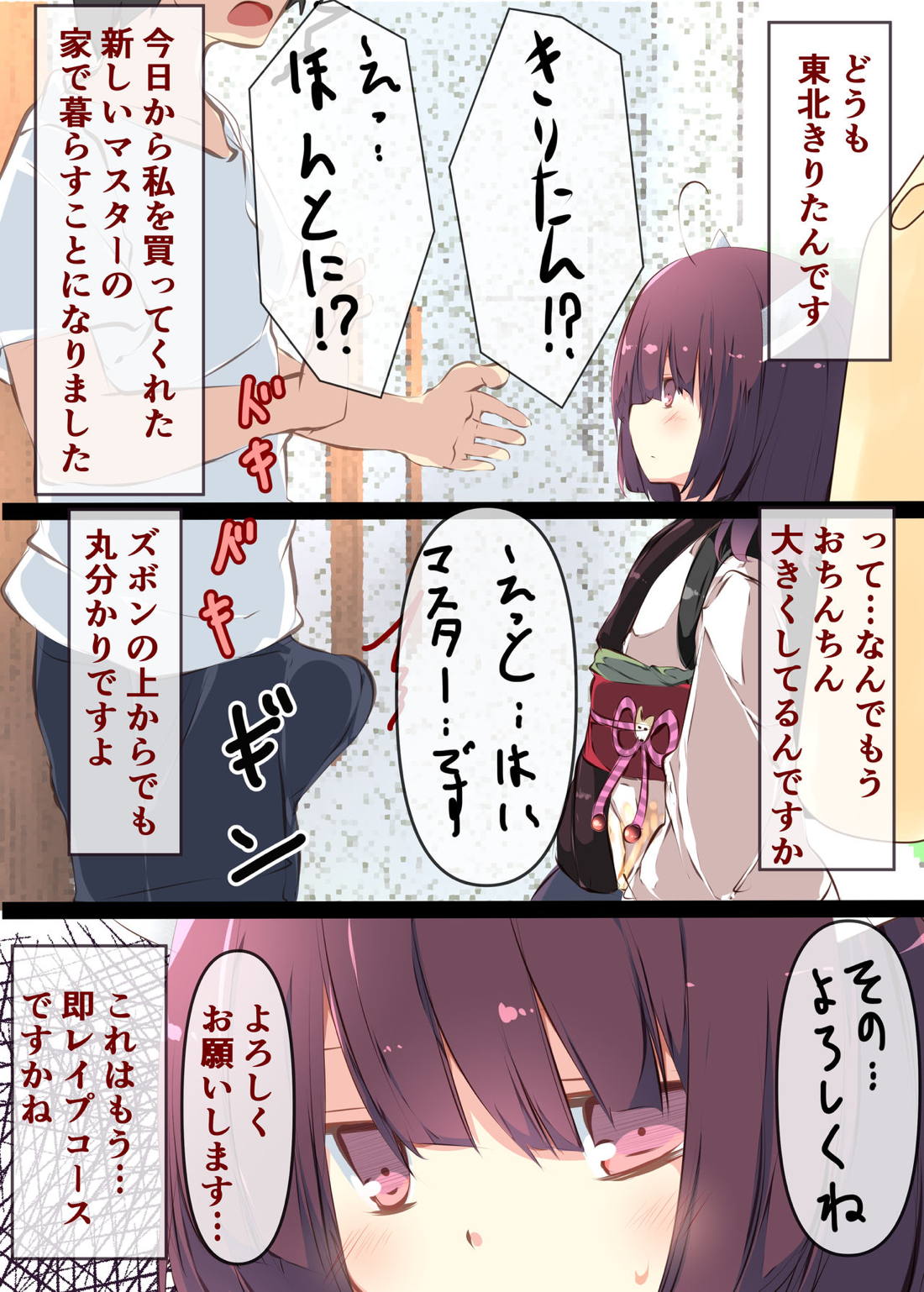 通販で買われたきりたんがマスターの早漏チンポに困惑するおはなし 4ページ