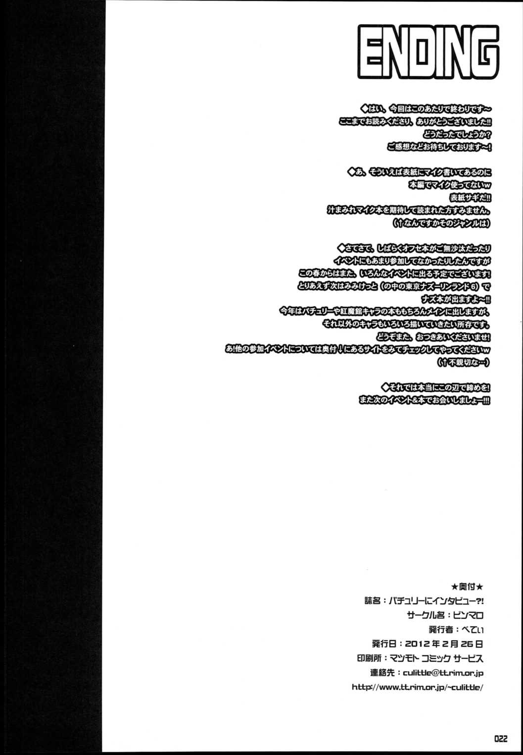 パチュリーにインタビュー 22ページ